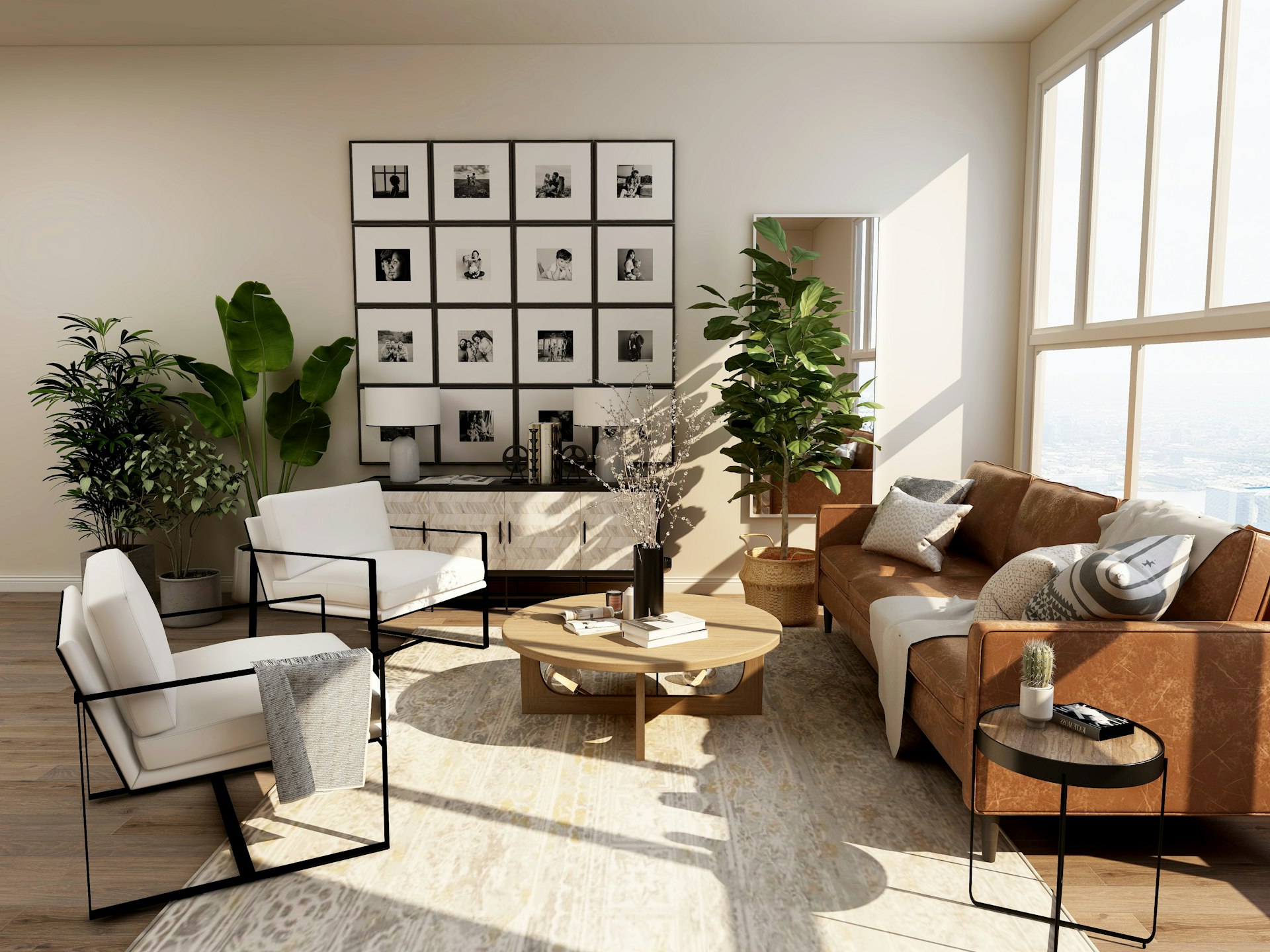Salon moderne avec panneaux muraux décoratifs